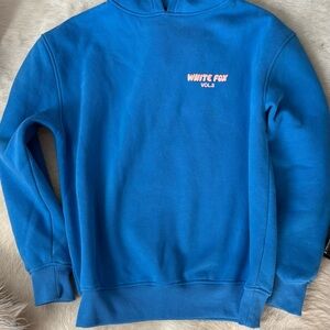 White Fox Boutique Blue Hoodie with Pink Logo